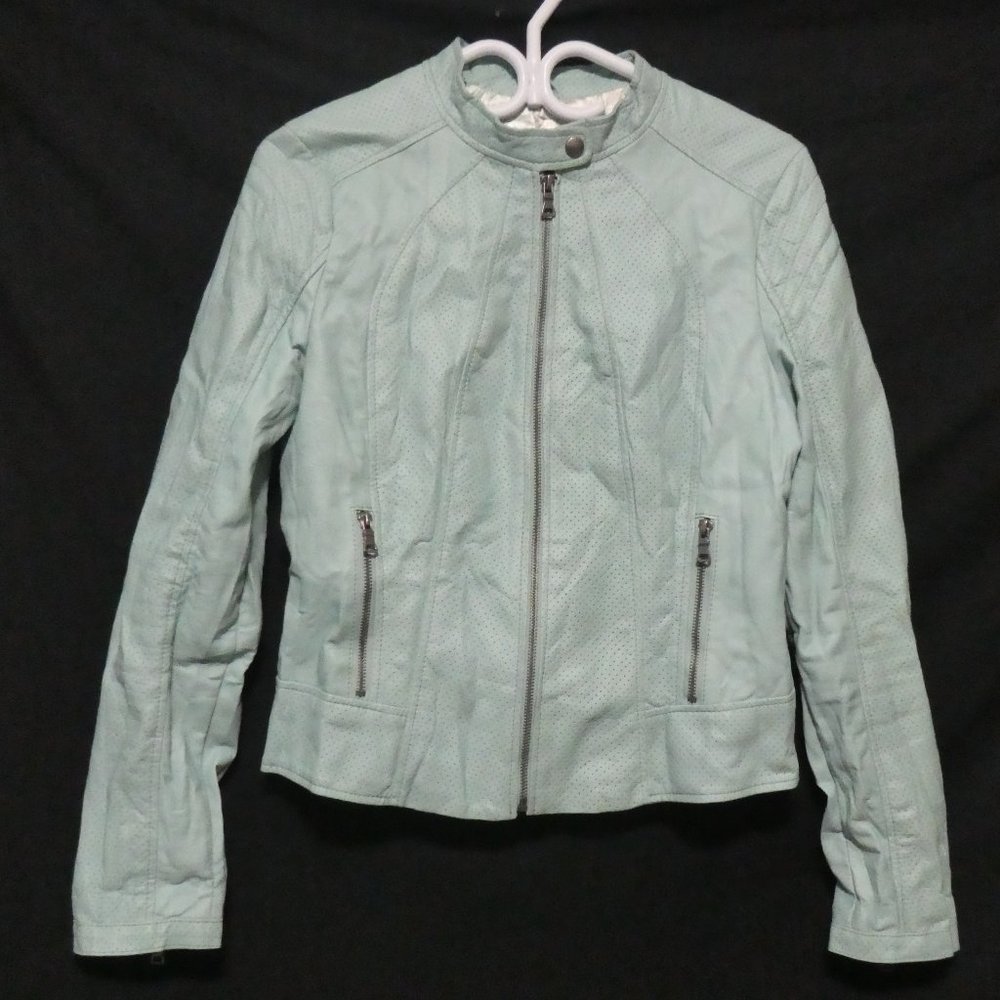 GUESS | medium | Faux Leather Jacket With Zip Cuffs and Pockets | Like New Cond